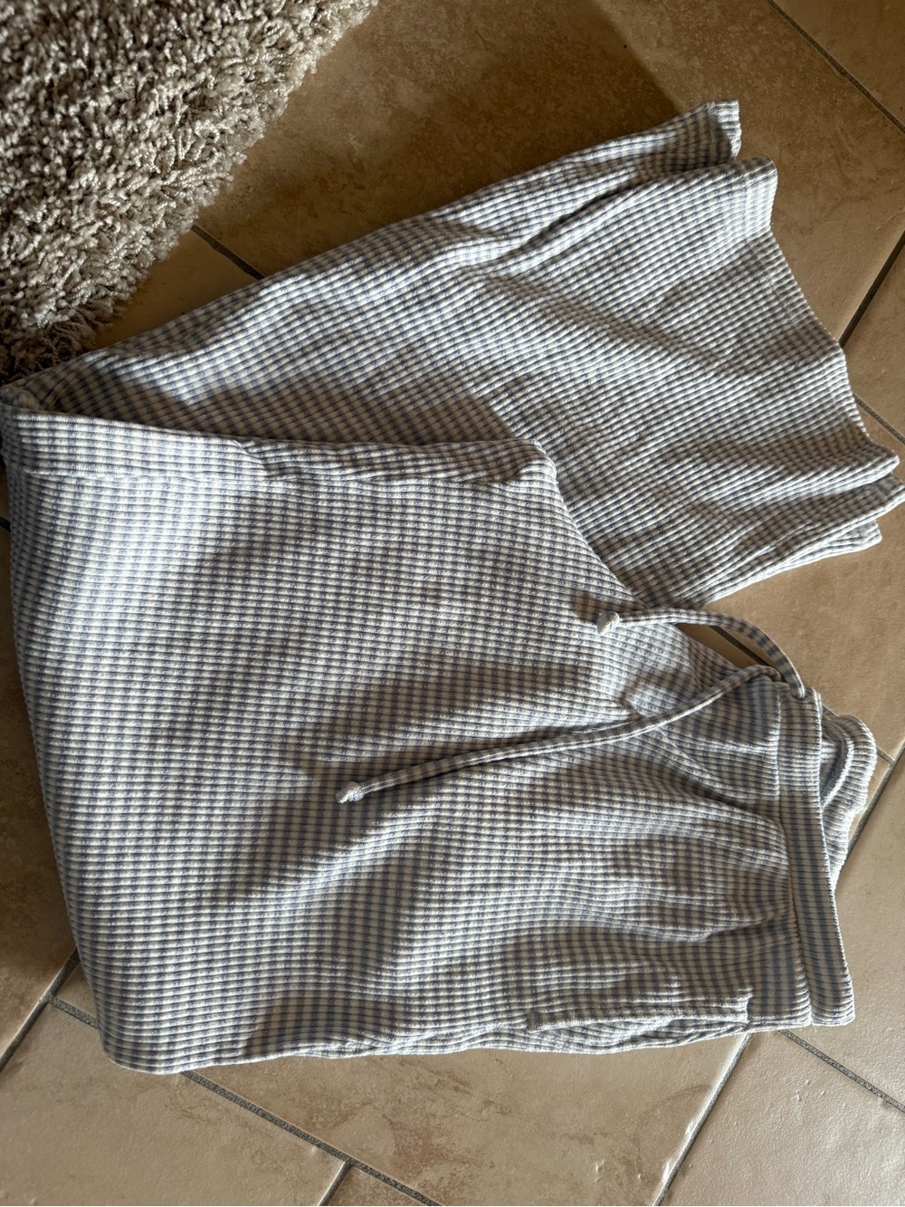 Hollister Light Blue and White Striped Sleep Top